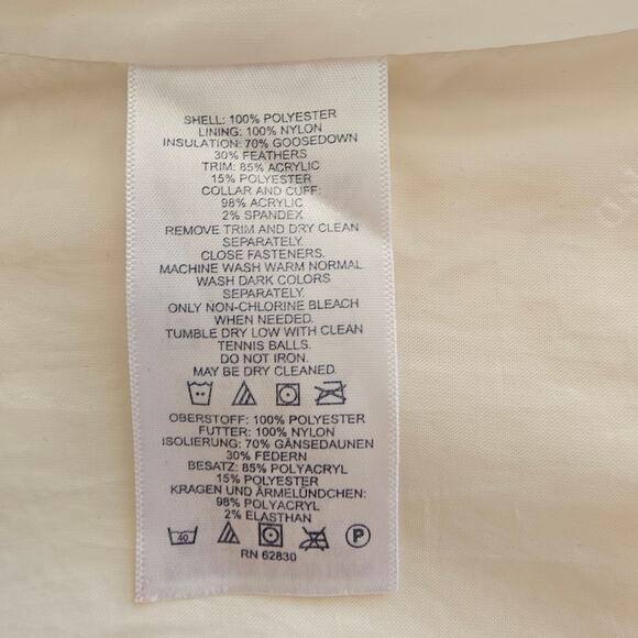 EUC Lands' End  Cream Goose Down Feather Hooded Ski Puffer Jacket S/P 6-8 - Picture 9 of 10